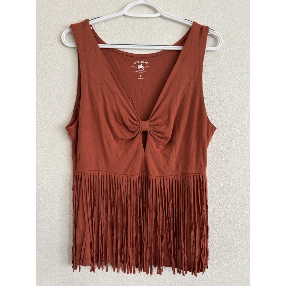 Idyllwind Miranda Lambert Fringe Tank Top Women's L Rust Boho Western Festival